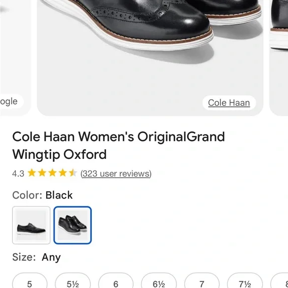 Cole Haan Women’s Black with Tan Detail Oxfords NWT - Picture 5 of 5